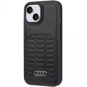 Audi keinonahka MagSafe kova kotelo iPhone 15 / 14 / 13 6,1 tuuman musta