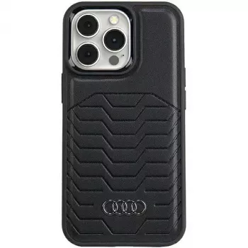 Audi keinonahka MagSafe iPhone 15 Pro 6.1 kova kotelo musta