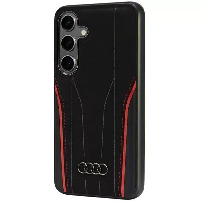 Audi aito nahka MagSafe -kovakuori Samsung Galaxy S24 (S921) - musta/punainen