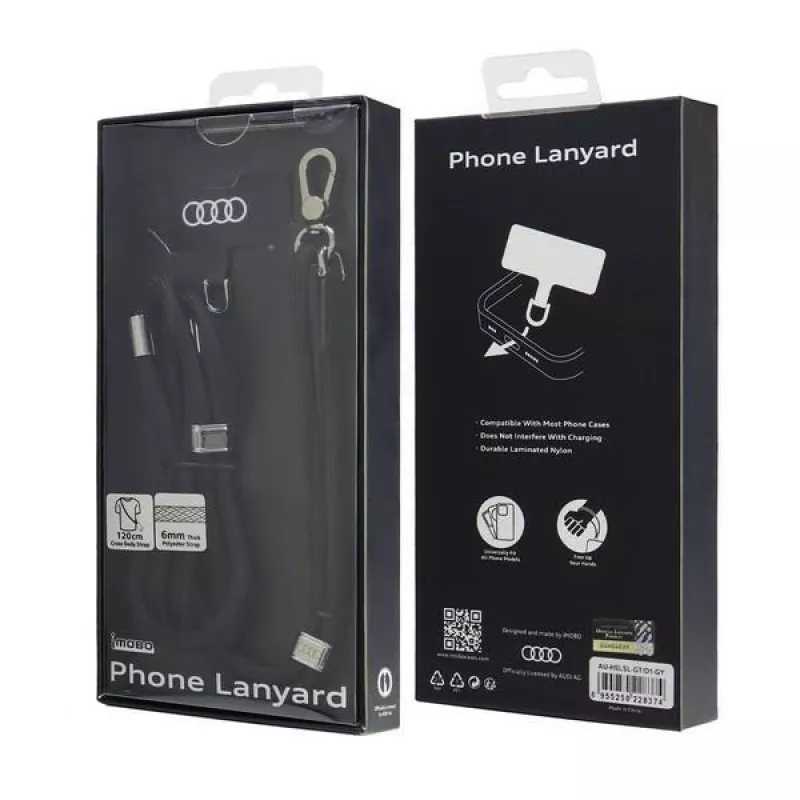 Audi yleisnauha puhelimelle 120cm 6mm Crossbody musta AU-CBL6-R8/D1-BK