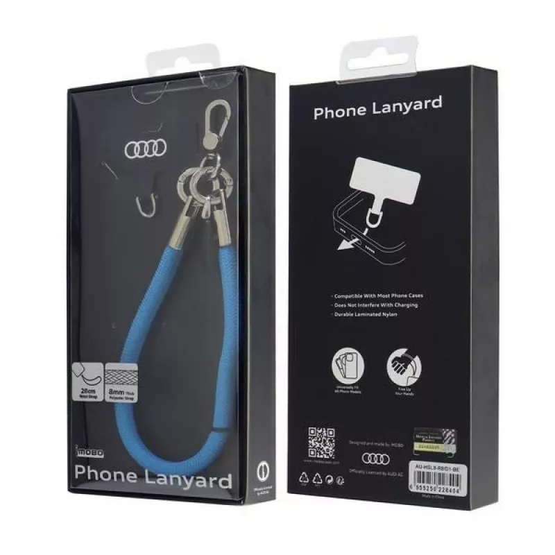 Audi yleisnauha puhelimelle 28cm 8mm sininen AU-HSL8-R8/D1-BE