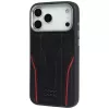 Audi R8 aito nahka MagSafe -kotelo iPhone 15 Pro musta punaisin yksityiskohdin