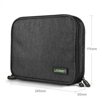 UGREEN elektroniikkalaitteiden järjestelykotelo kiintolevylle HDD SSD puhelimelle kaapeleille ja tarvikkeille 24,5 x 17,5 x 5 cm harmaa (50147 LP149)