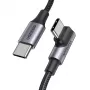 UGREEN USB-C - USB-C kulmakaapeli US334 5A PD 100W 2 m musta