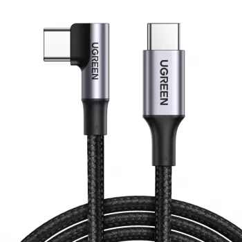 UGREEN USB-C - USB-C kulmakaapeli US334 5A PD 100W 2 m musta