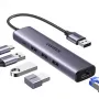 UGREEN 5-in-1 USB-A -keskitin 3x USB 3.0 + RJ45 + USB-C (hopea)