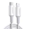 UGREEN US171 USB-C - Lightning 3A -kaapeli 0,25 m valkoinen