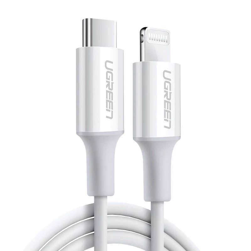 UGREEN US171 USB-C - Lightning 3A -kaapeli 0,25 m valkoinen