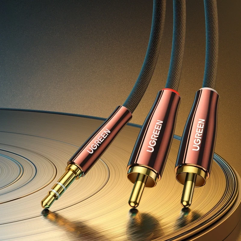 UGREEN 2x RCA (Cinch) - 3,5 mm -audiokaapeli, 2 m, musta