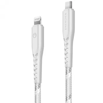 ENERGEA Nyloflex USB-C - Lightning -kaapeli 1,5 m valkoinen MFI