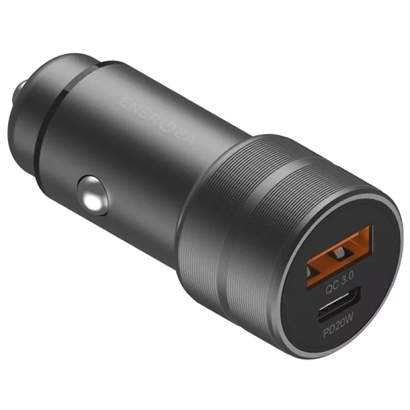ENERGEA Alu Drive PD20+ autolaturi 38W 1xUSB-A + 1xUSB-C PD QC3.0 Gunmetal
