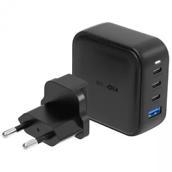 ENERGEA Travelite GAN100 100W GaN USB-C -laturi 3C1A musta US+EU