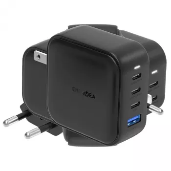 ENERGEA Travelite GAN100 100W GaN USB-C -laturi 3C1A musta US+EU