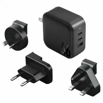 ENERGEA Travelite GAN66 66W GaN USB-C -laturi 2C1A musta US+EU