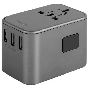 ENERGEA Travelworld 35.5W 3A2C USB-laturi US/EU/UK/AU-pistokkeilla, gunmetal