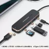 USAMS SJ575HUB01 USB-C-keskitin 2x USB-A USB-C PD HDMI SD Micro SD -kortinlukija musta