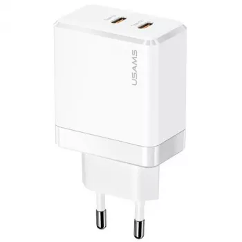 USAMS T54 GaN 40W 2xUSB-C PD pikalataus seinälaturi valkoinen CC172TC02 (US-CC172)