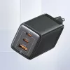 USAMS Sandru Series 65W GaN seinälaturi 2xUSB-C 1xUSB-A PD3.0 QC3.0 pikalataus musta CC180TC01