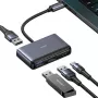 USAMS 4-in-1 USB-C-keskitinadapteri 2x USB 2.0 / USB 3.0 / USB-C tummanharmaa SJ627HUB01 (US-SJ627)
