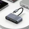 USAMS 4-in-1 USB-C-keskitinadapteri 2x USB 2.0 / USB 3.0 / USB-C tummanharmaa SJ627HUB01 (US-SJ627)