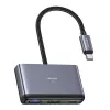 USAMS 4-in-1 USB-C-keskitinadapteri 2x USB 2.0 / USB 3.0 / USB-C tummanharmaa SJ627HUB01 (US-SJ627)