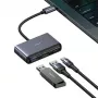 USAMS 5-in-1 USB-C-keskitin USB 2.0/USB 3.0/USB-C/TF/SD tummanharmaa SJ628HUB01 (US-SJ628)