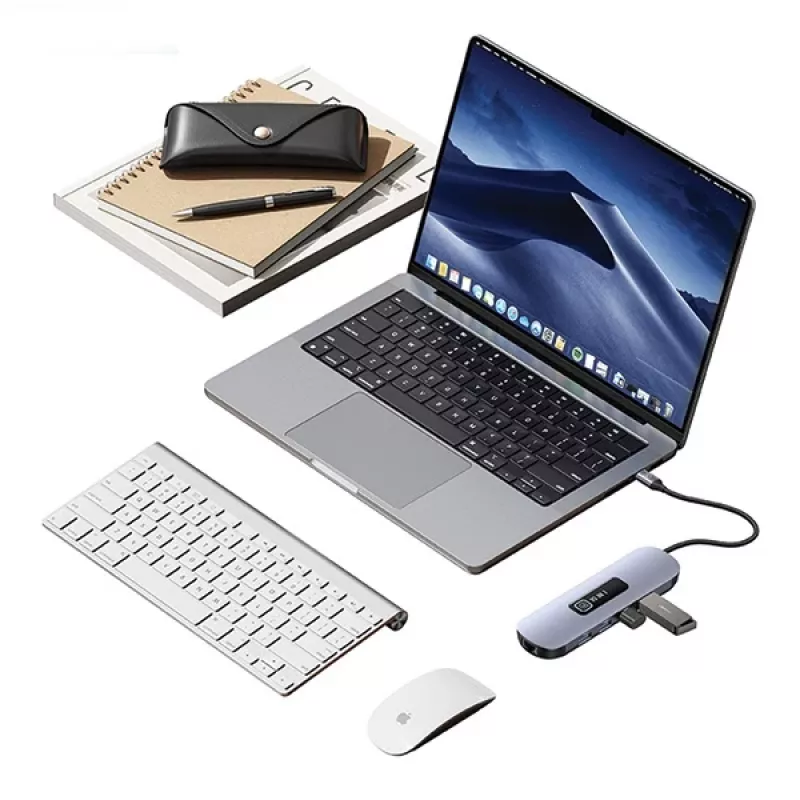 USAMS 10-in-1 USB-C-keskitinadapteri 3x USB 3.0, SD/TF, HDMI, VGA, RJ45, PD 100W, harmaa