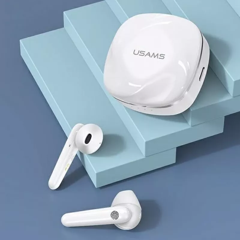 USAMS SDseries BHUSD01 True Wireless Stereo Bluetooth 5.0 -nappikuulokkeet, valkoinen