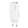 USAMS GaN 65W pikalaturi MT T33 PD 2xUSB-C + USB-A valkoinen CC110TC02 (US-CC110)