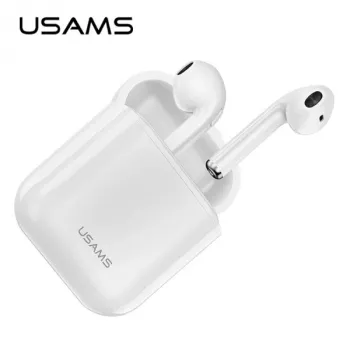 USAMS LU Series True Wireless Stereo Bluetooth 5.0 -nappikuulokkeet latauskotelolla, valkoinen, BHULU01 (US-LU001)