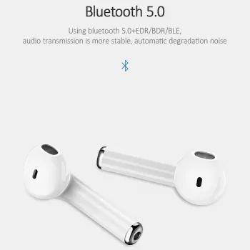 USAMS LU Series True Wireless Stereo Bluetooth 5.0 -nappikuulokkeet latauskotelolla, valkoinen, BHULU01 (US-LU001)