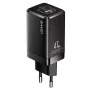 USAMS T41 GaN 47W USB-C+USB-A pikalaturi EU-pistoke musta