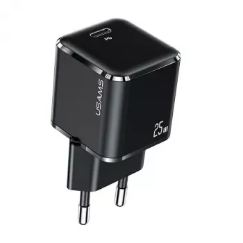 USAMS T42 Mini 25W USB-C PD3.0 pikalaturi (vain pää) musta CC140TC01
