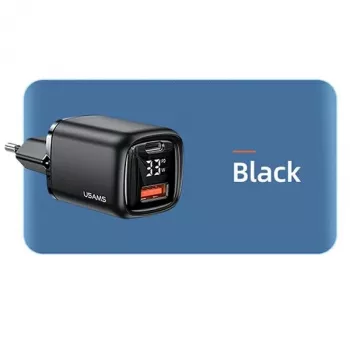 USAMS USB-C + USB-A 33W pikalaturi PD3.0 QC3.0 musta CC152TC01