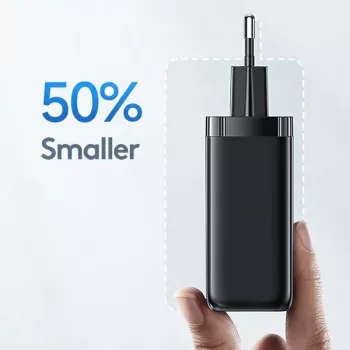 USAMS T47 65W PD-pikalataus Super Si -seinälaturi 1x USB-C ja 1x USB-A, valkoinen (CC153TC02)