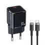 USAMS T45 30W PD3.0 USB-C pikalaturi U63 USB-C - Lightning -kaapelilla, musta, UXTZH01