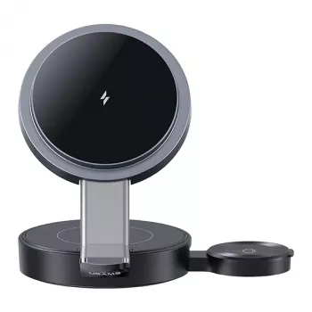 USAMS taitettava 3-in-1 langaton latausasema 15W puhelimelle/Apple Watchille/nappikuulokkeille CD234WXC01 (US-CD234)