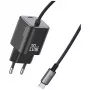 USAMS 20W GaN-pikalaturi USB-C-kaapelilla, musta