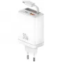 USAMS Xiang Series CC296 30W USB-C/USB-A laturi USB-C-kaapelilla valkoinen