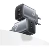 USAMS CC305 T66 45W GaN-verkkolaturi 2x USB-C, Tarnish