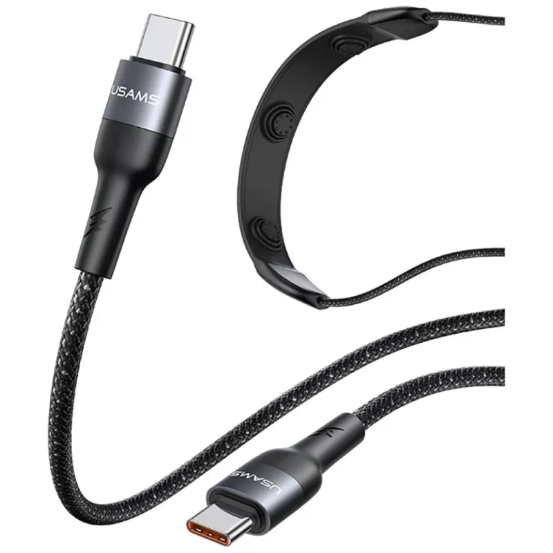 USAMS SJ759 U89 100W pikalataus USB-C-kaapeli hierojalla, 1,2 m, musta