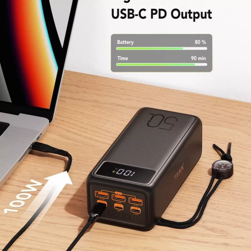VEGER Powerbank Tank Boost PD QC3.0 5A 130W 56000 mAh musta W5001C