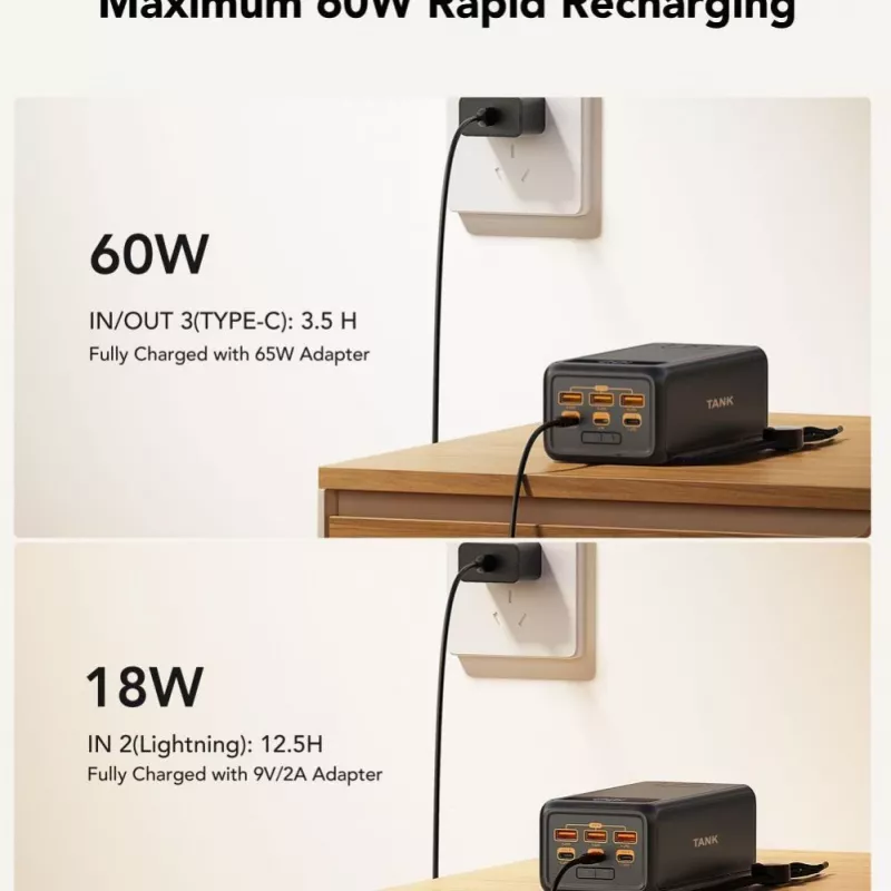 VEGER Powerbank Tank Boost PD QC3.0 5A 130W 56000 mAh musta W5001C