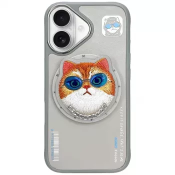 Nimmy Glasses Cool Cat MagSafe -kotelo iPhone 16, harmaa