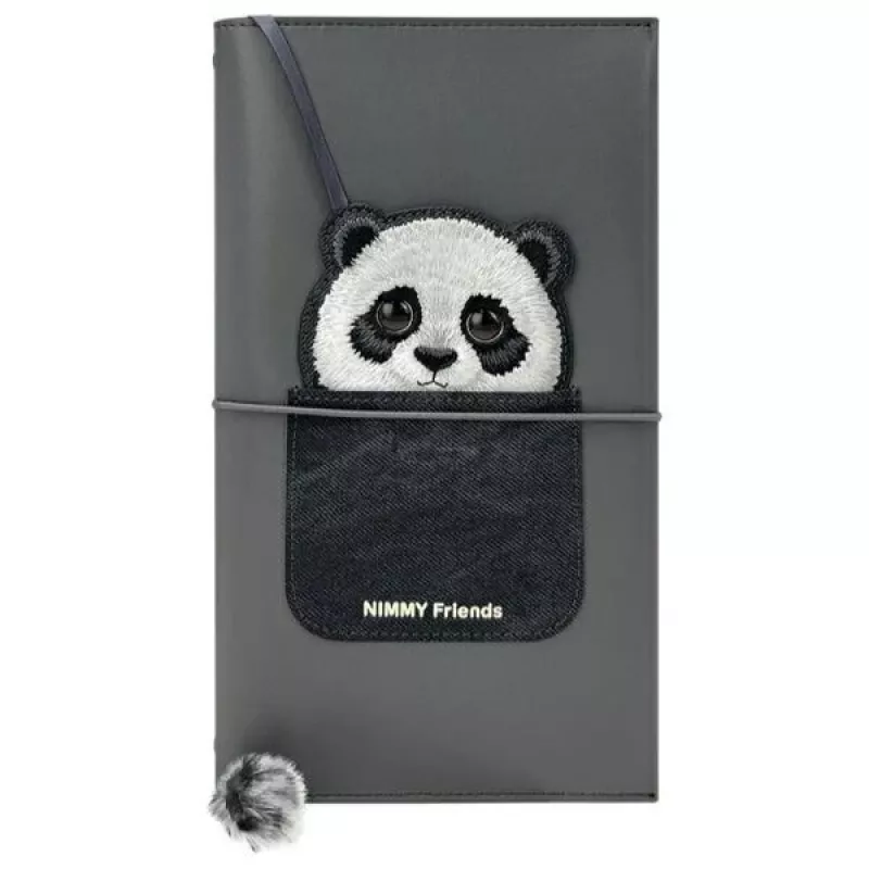 Nimmy 2-in-1 muistikirja- ja kynäsarja, musta, Big Eyed Pet 2.0 Panda
