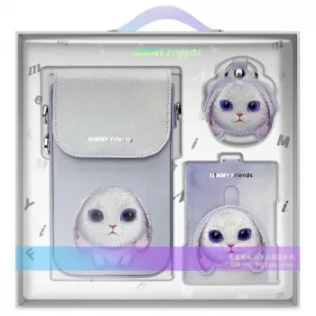 Nimmy 3-in-1 puhelinpussi, lompakko ja paikanninkotelo -sarja - violetti, Big Eyed Pet 2.0 Rabbit