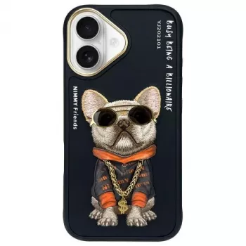 Nimmy -kuori iPhone 16 6.1 musta Glasses Cool Dog