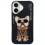 Nimmy -kuori iPhone 16 6.1 musta Glasses Cool Dog