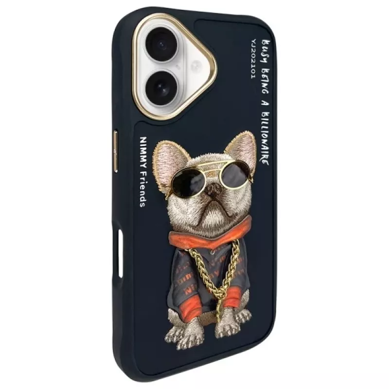 Nimmy -kuori iPhone 16 6.1 musta Glasses Cool Dog