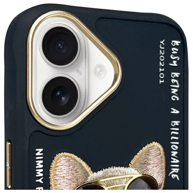 Nimmy -kuori iPhone 16 6.1 musta Glasses Cool Dog